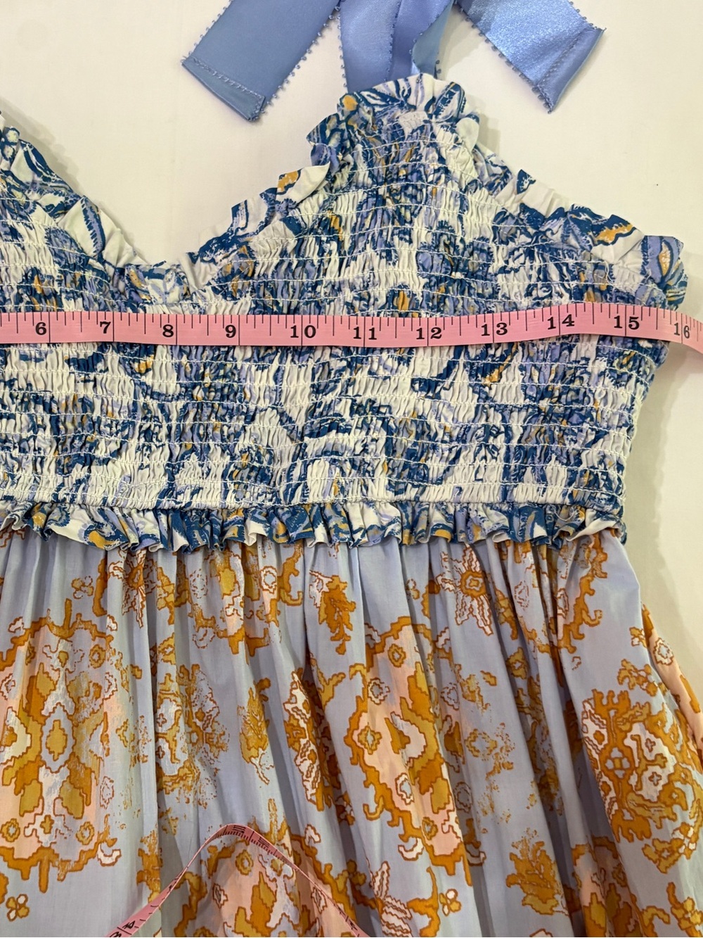 free people Bluebell White Floral Patchwork Cotton Poplin Smocked Maxi Dress S - Picture 10 of 11